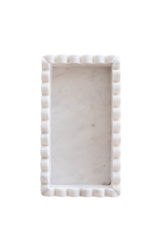 White Marble Scalloped Bridge Tray