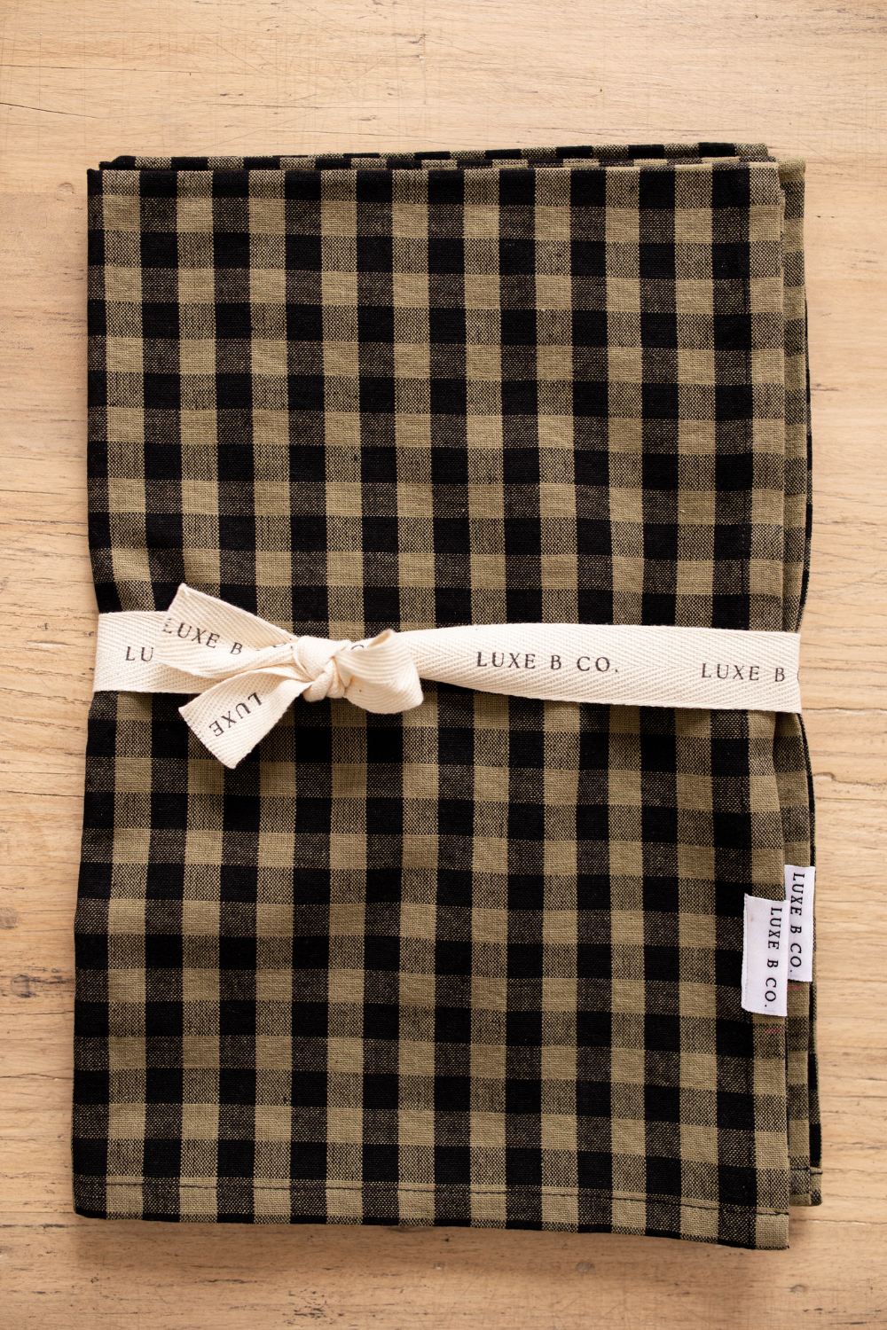 Olive Green Gingham Kitchen Dish Towels. Set of 2