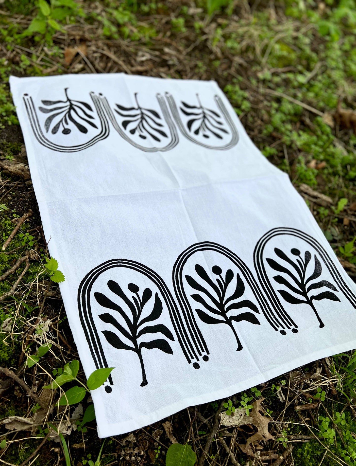 Block Printed Growth Tea Towel