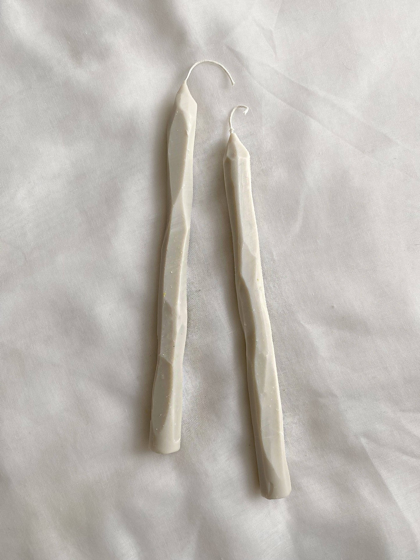 Hand carved Stone tapered candle sticks. Vegan, soy wax