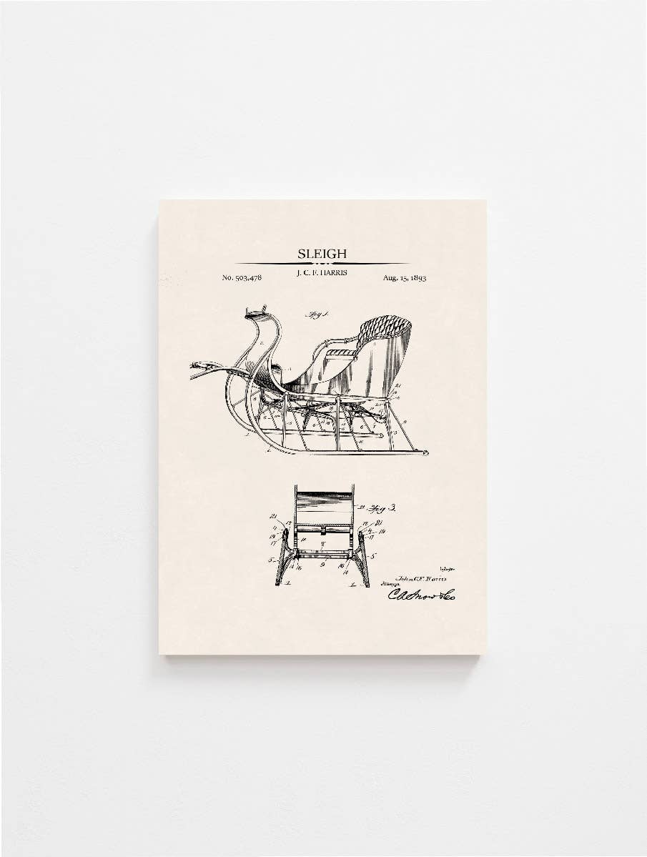 Sleigh Patent Vintage Art Print