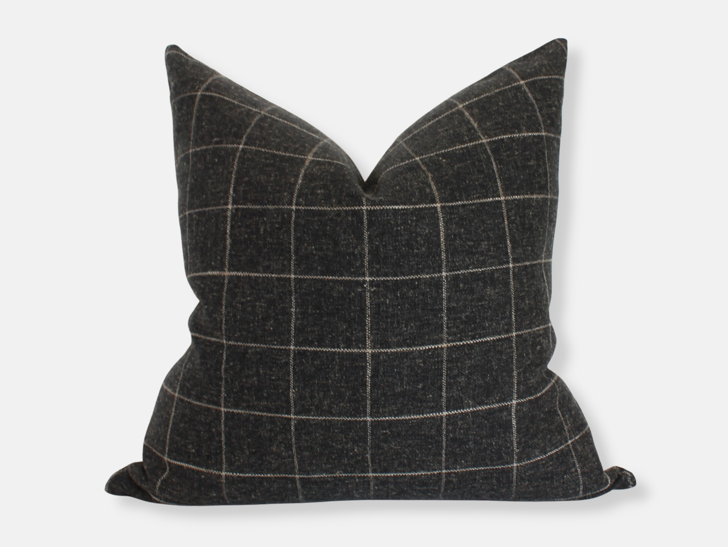 Black Plaid Windowpane Throw Pillow | Begbie