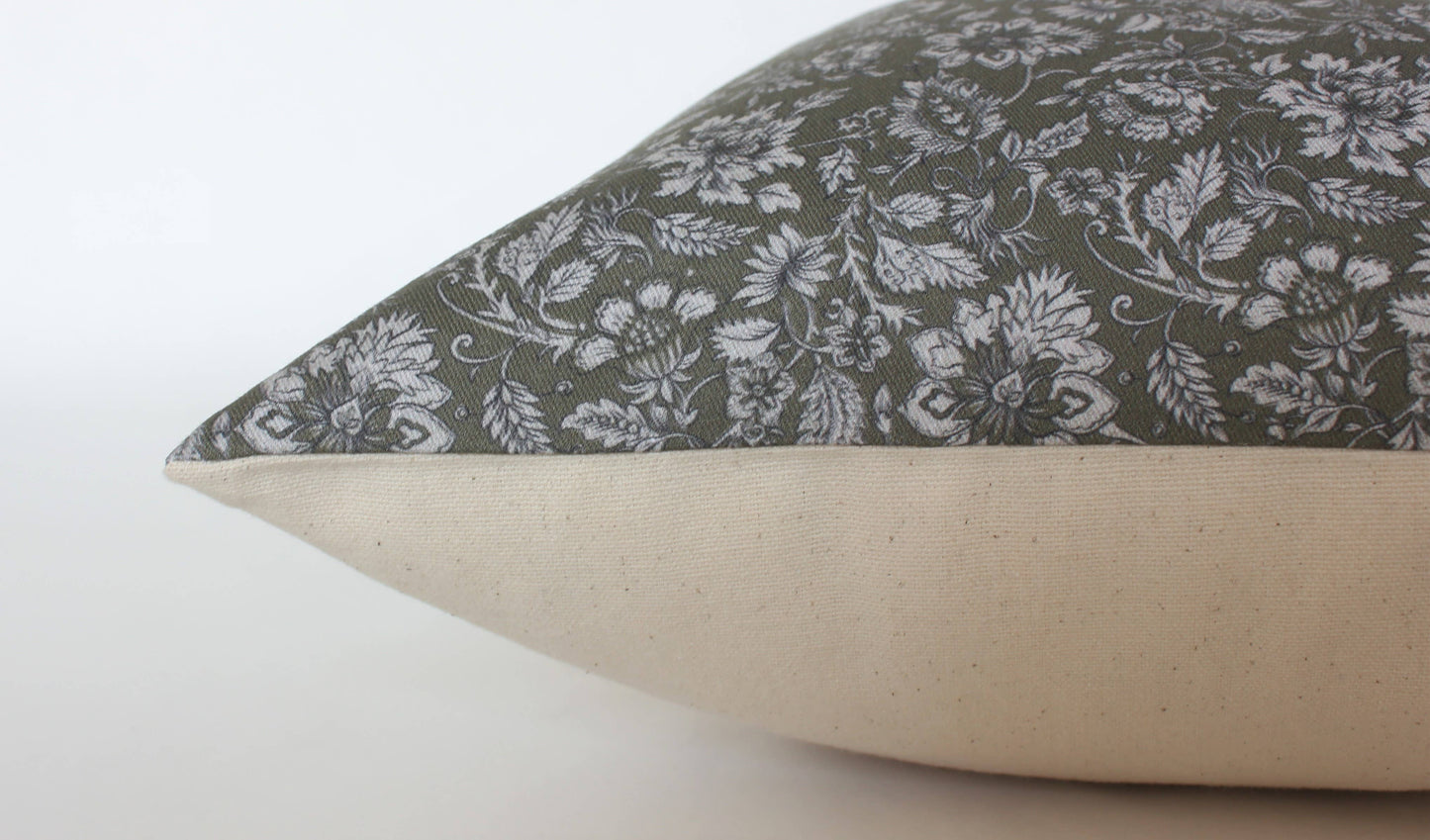 Olive Floral Throw Pillow | Macpherson