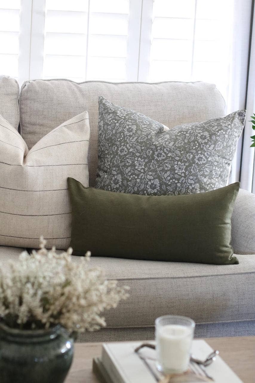 Olive Floral Throw Pillow | Macpherson