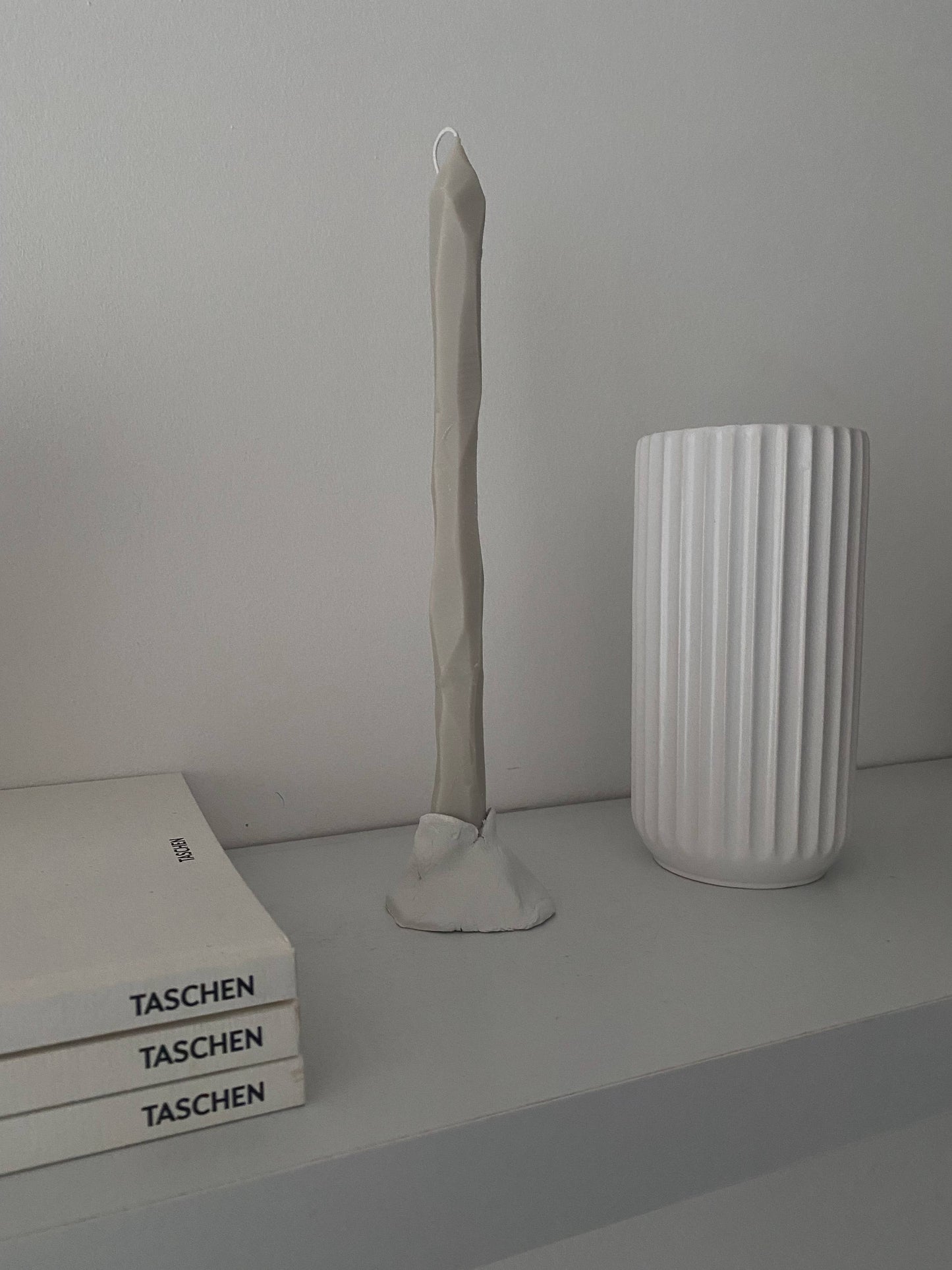 Hand carved Stone tapered candle sticks. Vegan, soy wax