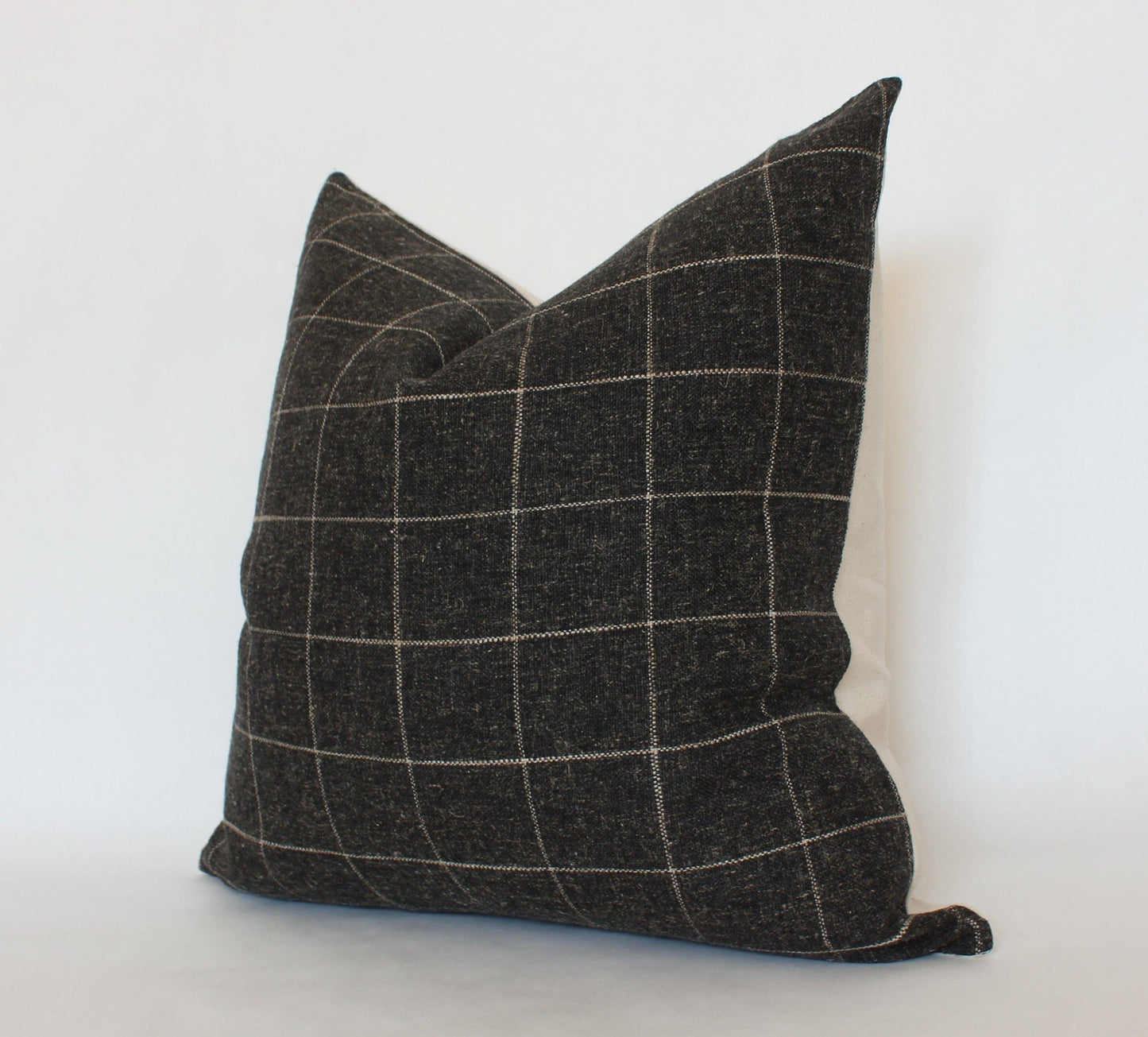 Black Plaid Windowpane Throw Pillow | Begbie