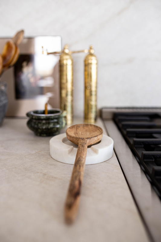 Turned White Marble Round Spoon Rest