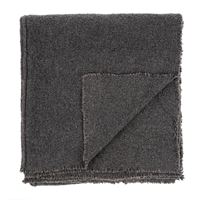 Fringed Boucle Bed Blanket -Charcoal
