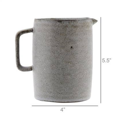 Tiburon Pitcher, Ceramic - Med - Light Grey Glaze