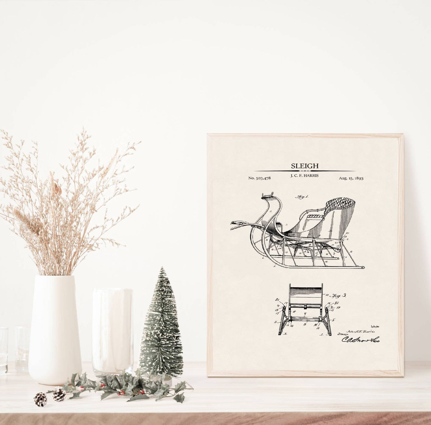 Sleigh Patent Vintage Art Print