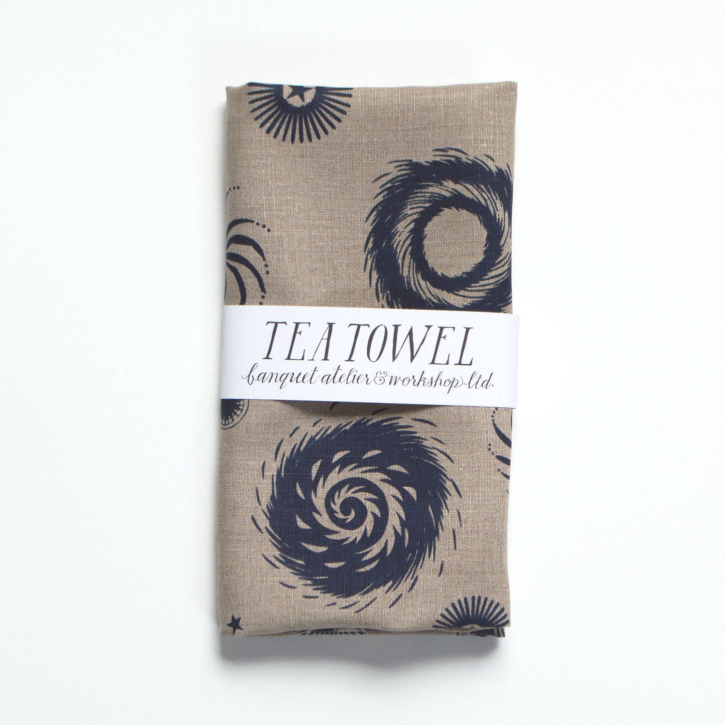 Navy on Natural Fireworks Tea Towel