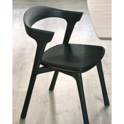 Ethnicraft Bok Dining Chair- Varnished Brown Oak, Brown Leather.