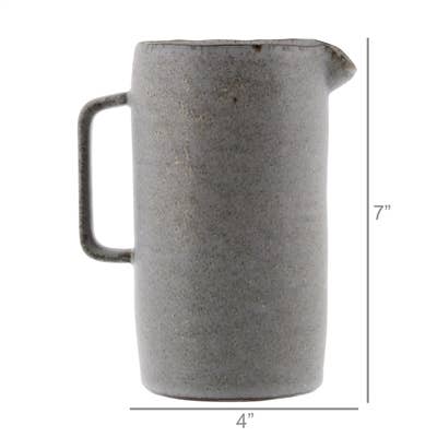 Tiburon Pitcher, Ceramic - Lrg - Light Grey Glaze