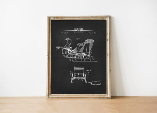 Sleigh Patent Vintage Art Print - Black