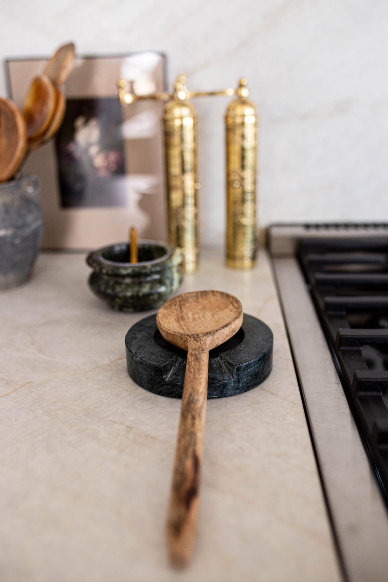 Turned Emerald Green Marble Round Spoon Rest