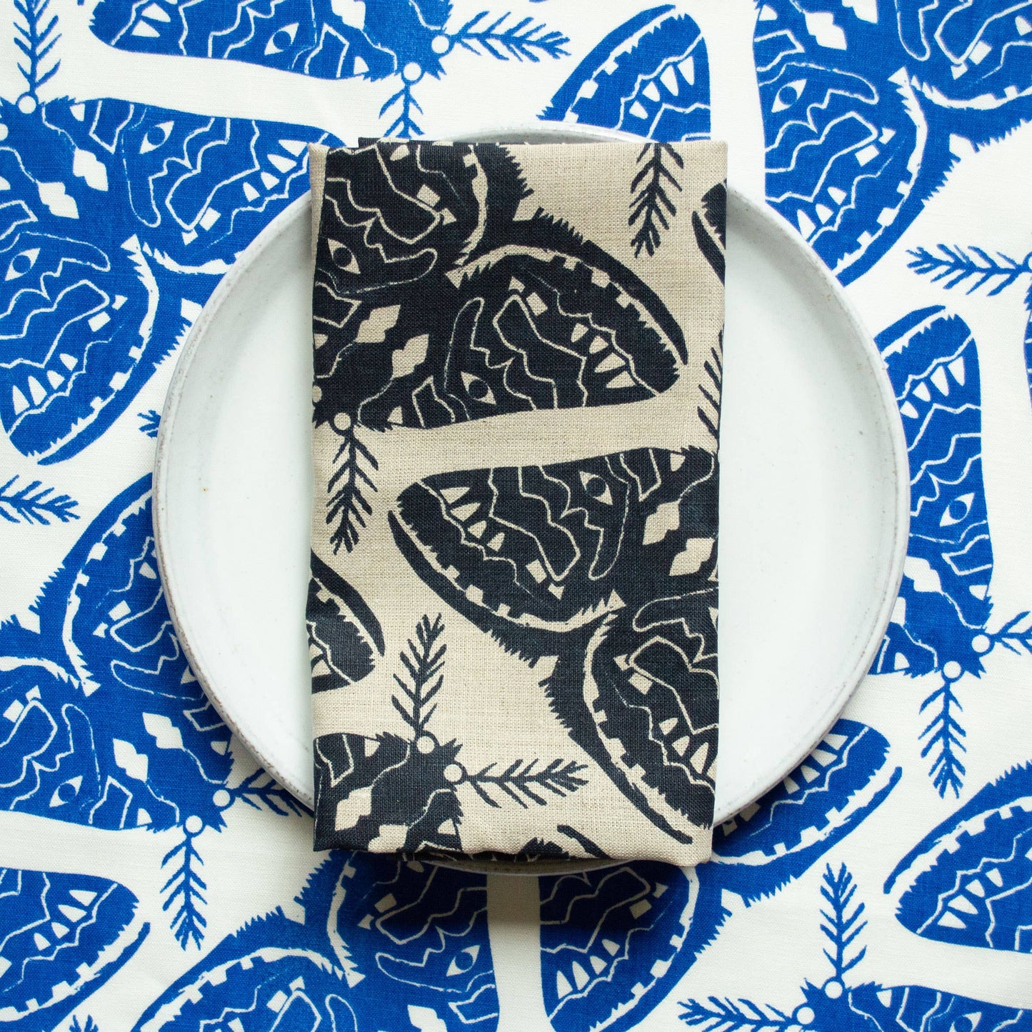 A Pair of Cool Black Moths Linen Napkins