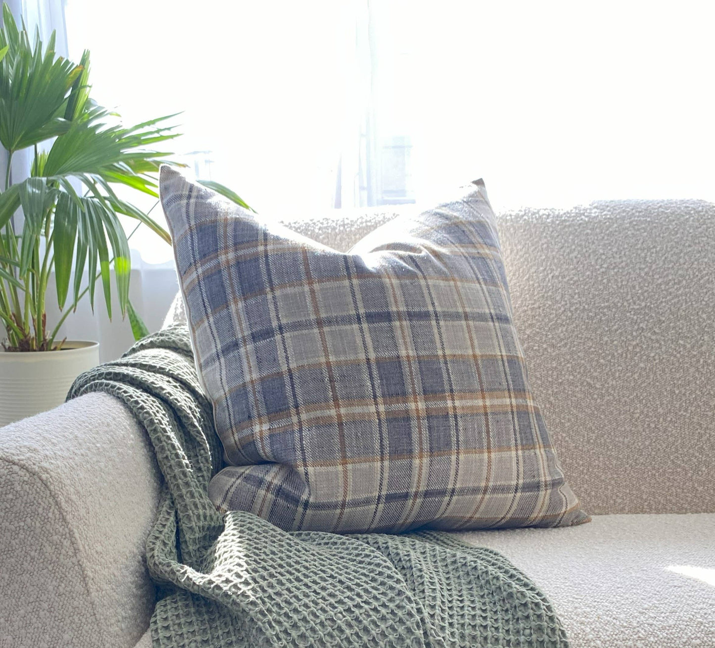 Neutral Plaid Throw Pillow| Selkirk